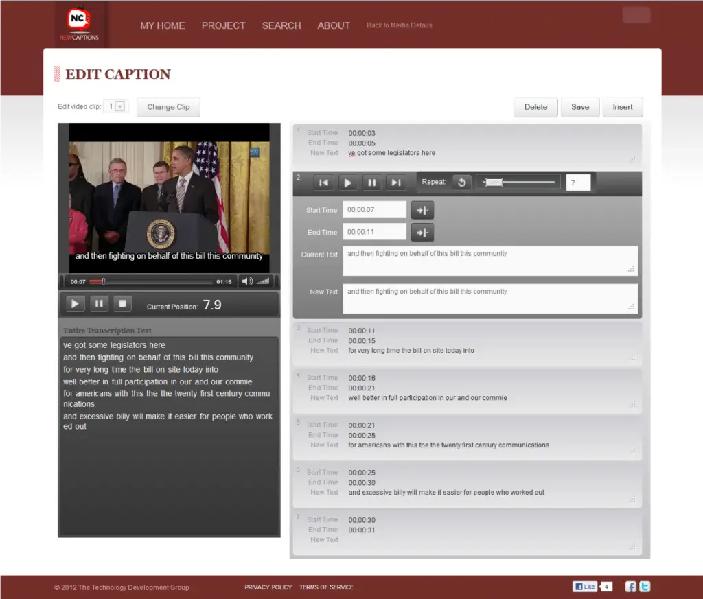 NewCaptions Speech Recognition
